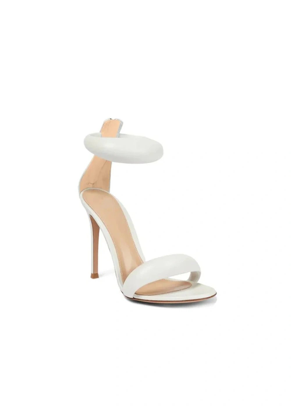 Stylish Black and Gold Leather High Heels & Versatile Gold Sandals Heels with Ankle Strap Open Toe for Every Fashion Moment - White - PromDressClub