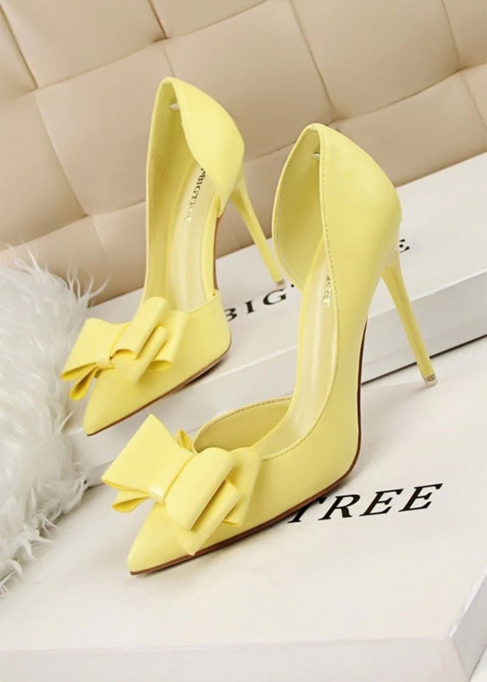 Stylish Light Blue and Pink High Heels Prom Shoes with Bow Detail – Perfect for Every Elegant Occasion! - Yellow - PromDressClub