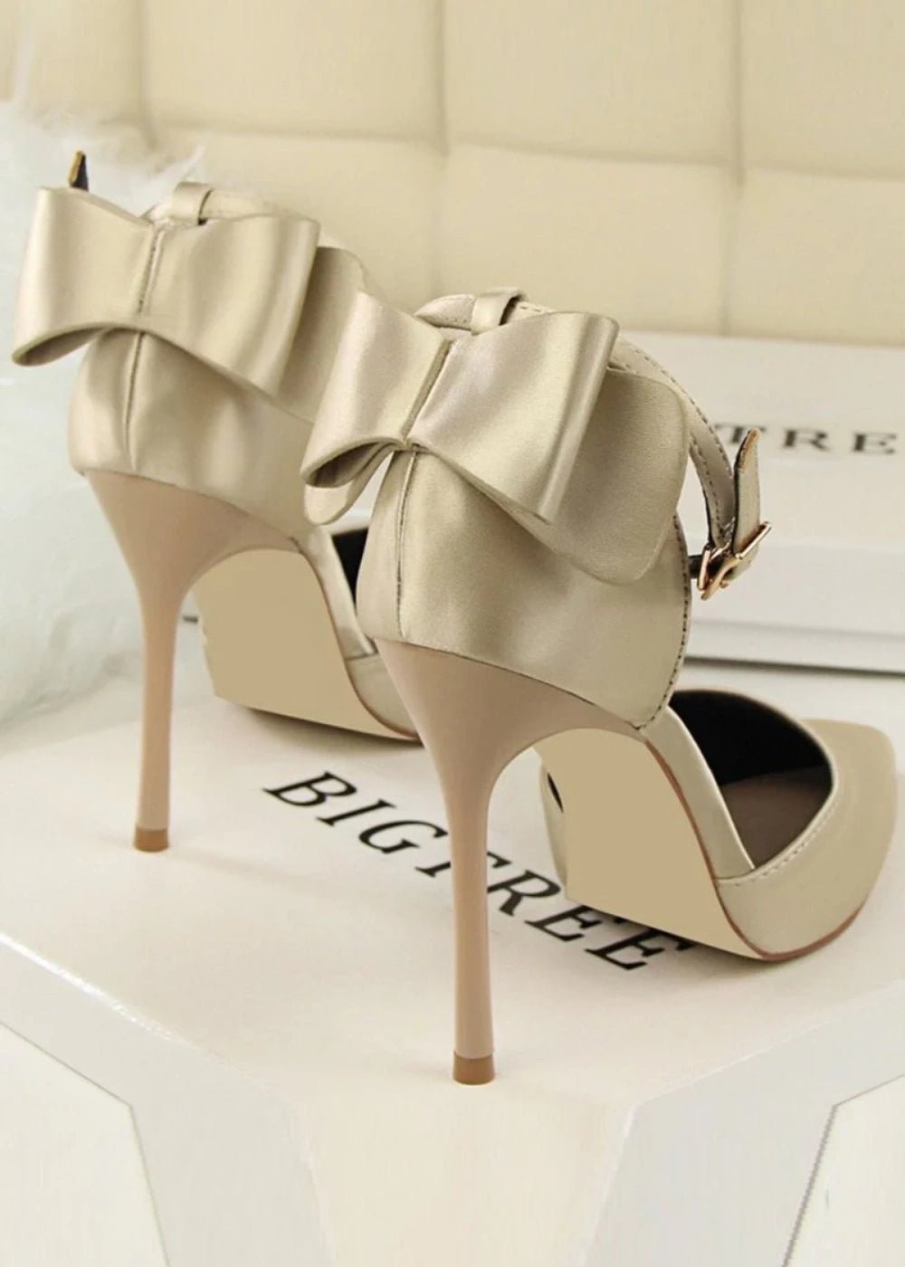 Stylish Pink Satin Prom Heels – Perfect Pointed Toe High Heels for Elegant Occasions - Champagne - PromDressClub