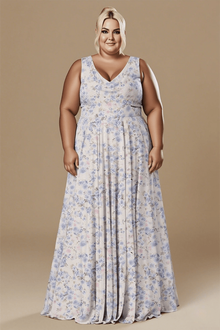 Sweetest Admirer Blue and White Floral Bridesmaid Dress Garden Weddings - Blue Floral - PromDressClub