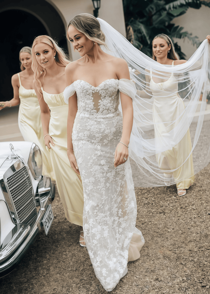 Violet | Simple Sheath Cutout Yellow Satin Maxi Bridesmaid Dress with Spaghetti Straps and Cowl Neck - Price #price_variant_lowest# - Yellow - PromDressClub