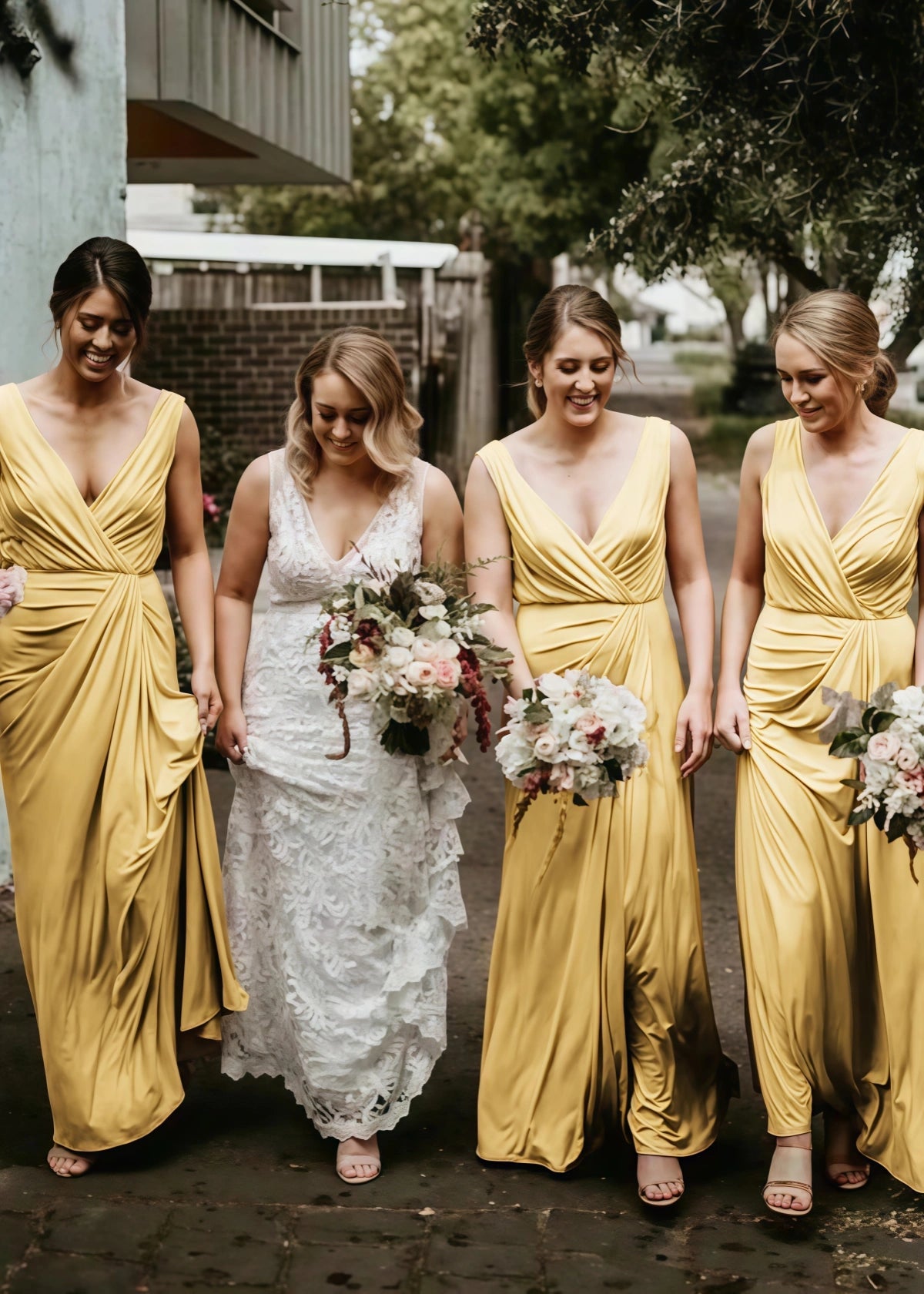 Yvonne | Amazing Pleated Pink Chiffon Maxi Bridesmaid Dress with V - Neck and Sleeveless - Pale Yellow - PROMDRESS Club